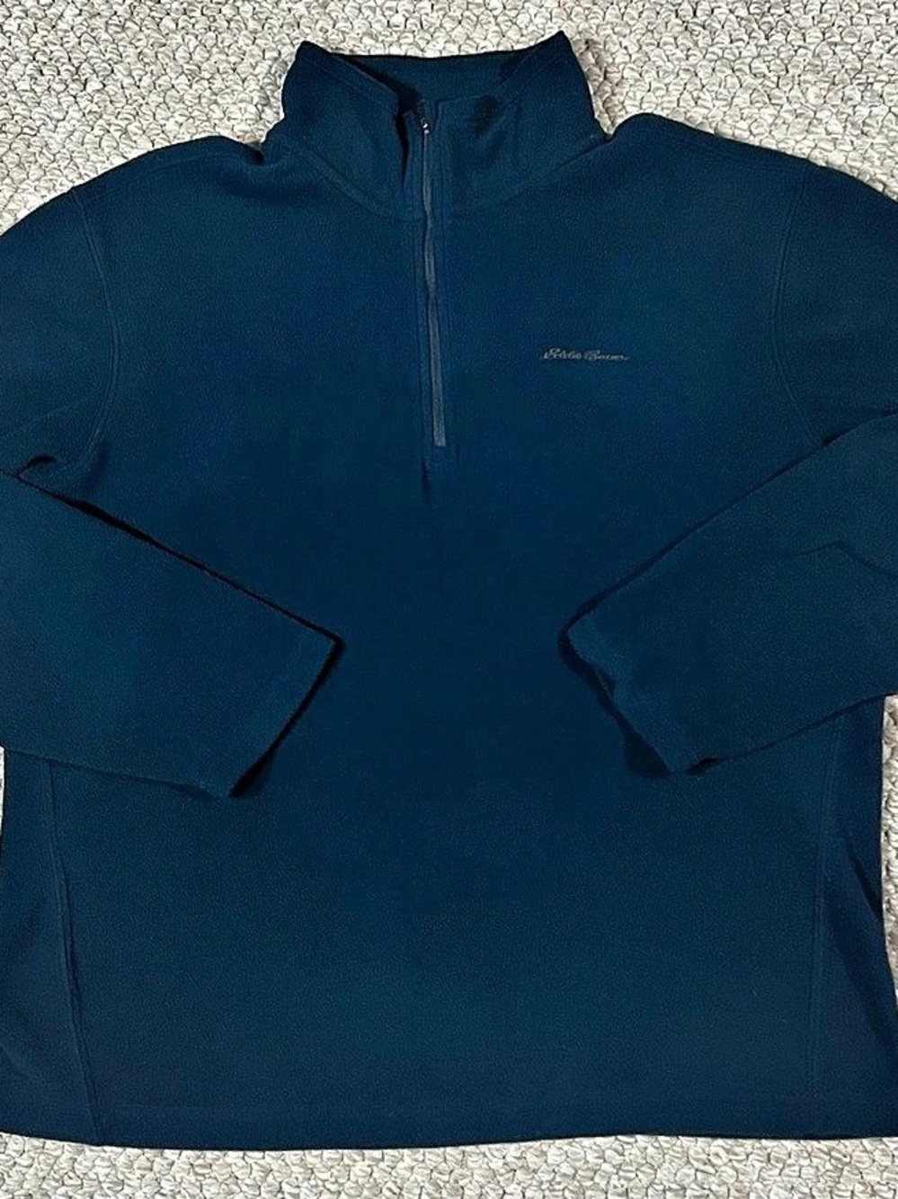 Eddie Bauer Mens Size Large Polartec Fleece 1/4 Zip Pullover Jacket Blue